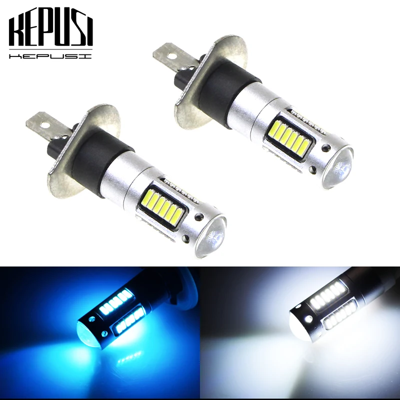 

2PCS H1 LED Car Bulbs Auto LED Fog Lamp 4014 High Power DRL Daytime Running External Lights Day Driving Vehicle White Ice Blue