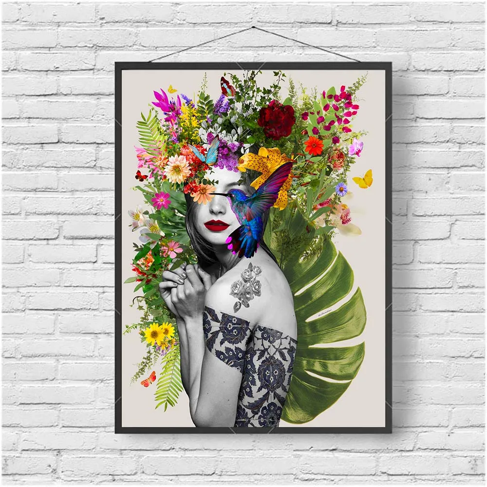 

Abstract Canvas Painting Flower woman Girls Nordic Wall Art Poster Prints Decoration Pictures Living Room unframed