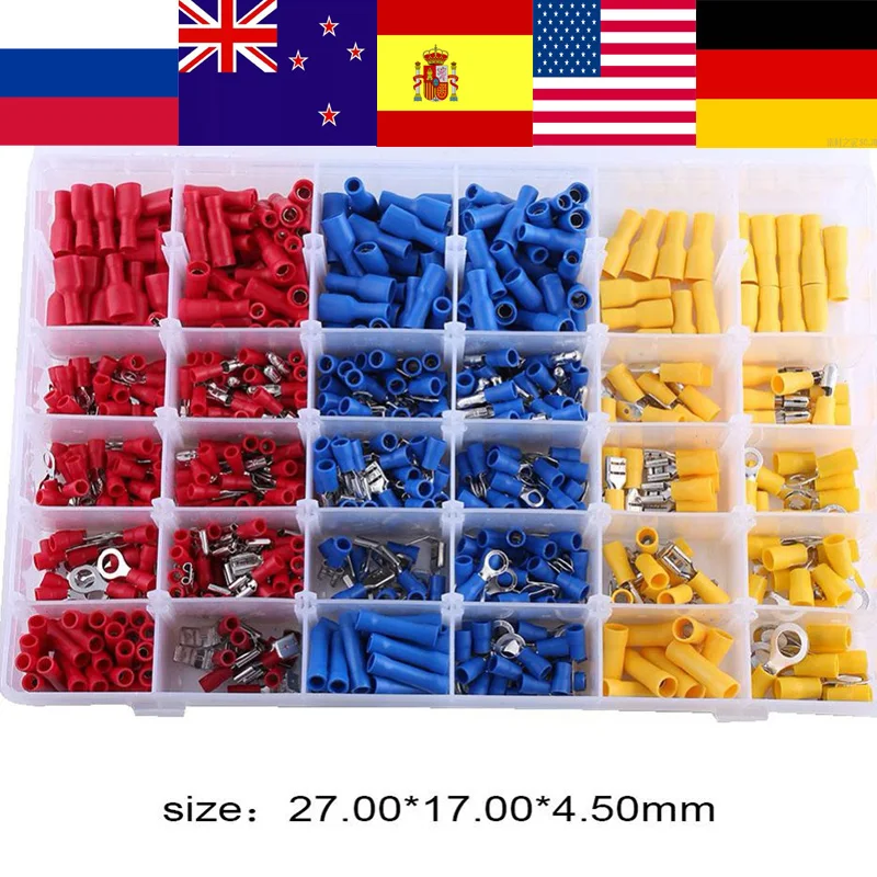 

Oversea 480Pcs Assorted Insulated Electric Wiring Terminal Crimp Spade Connector Kit Auto Accessories