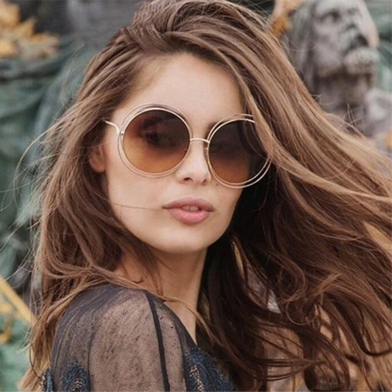 

ZXTREE Fashion Round Sunglasses Women Large Mirror Oversized Designer Double Frame Sun Glasses Lady MultiColor Glasses UV Z54