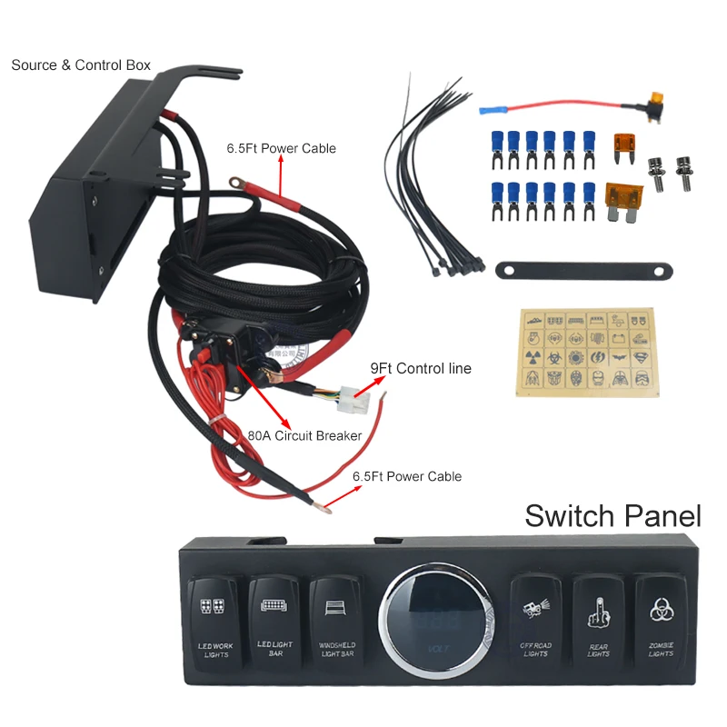 Аксессуары для внедорожников 6 кулисный переключатель панель управления с измерителем напряжения цифровой дисплей для Jeep Wrangler JK 2009- светильник 1 комплект