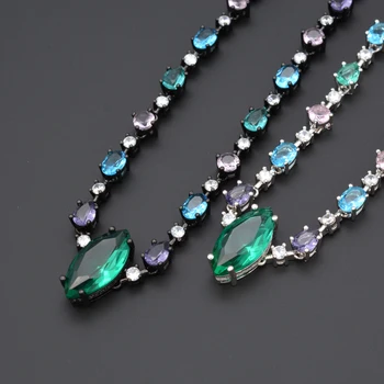 

Beautiful and fashionable multi-color cubic zirconia chain necklace, suitable for women's fashion accessories