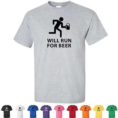 Will Run For Beer Funny 5K Drinking T Shirts Booze Workout Mens Gym Tees Fashion Style Men Tee Casual Short Sleeve TEE | Мужская одежда