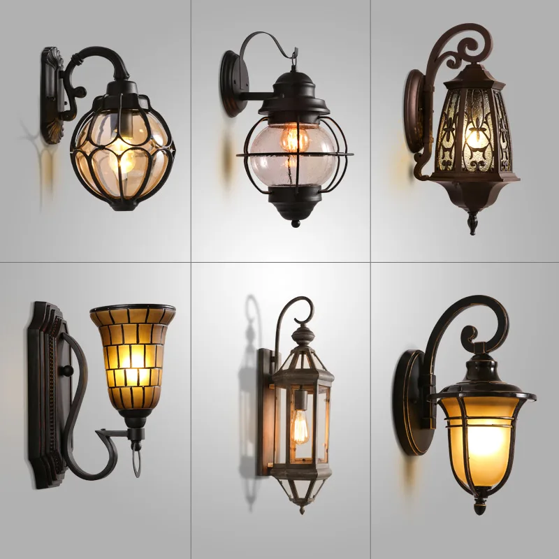 Vintage iron glass coffee aisle European American style villa balcony corridor stair lamp lantern Vintage iron glass coffee aisle European American style villa balcony corridor stair lamp lantern