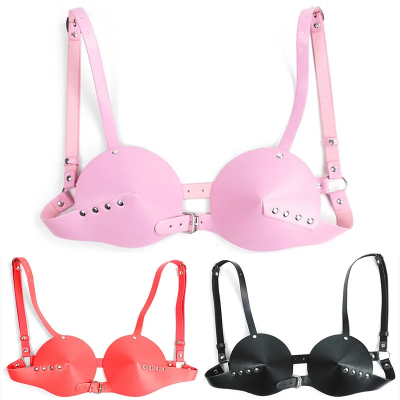 Adult Fetish Breast Sexy PU Leather Bra Lingerie Erotic Body Restraint For Female | Тематическая одежда и униформа