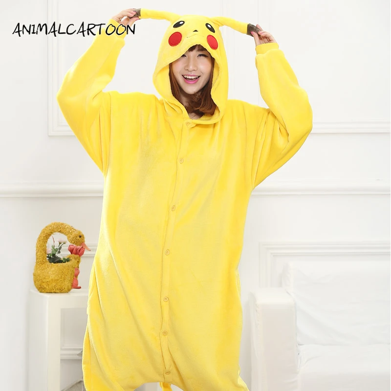 Пижама Pikaqiu Onesies для женщин/мужчин теплая фланелевая домашняя одежда взрослых