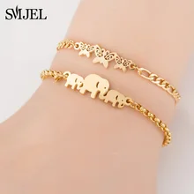SMJEL-pulsera de acero inoxidable para mujer, brazaletes estandar hilo, accesorios de joyería