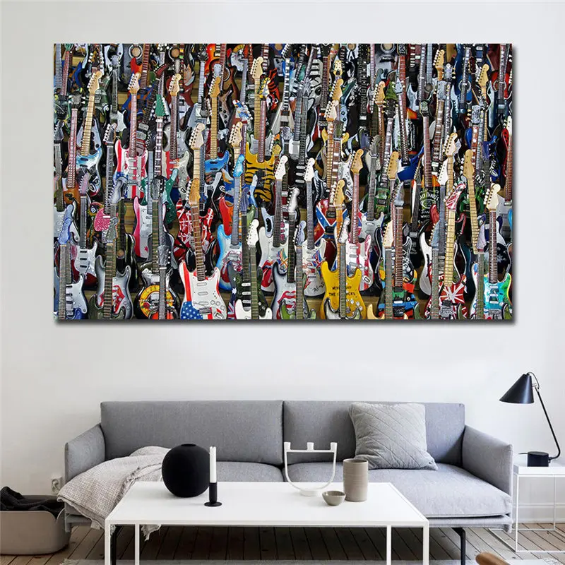 

GOODECOR Living Room Wall Art Canvas Prints Guitar Music Painting Custom Picture Prints Home Decor No Frame Dropshipping