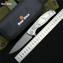 Bear claw NEW TOP F95 Flipper folding knife D2 steel Titanium S pattern handle camping hunting pocket kitchen knives EDC tools