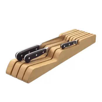 

Wooden Kitchen Knife Holder Rack Solid Stand Storage Drawer Tool Accessories