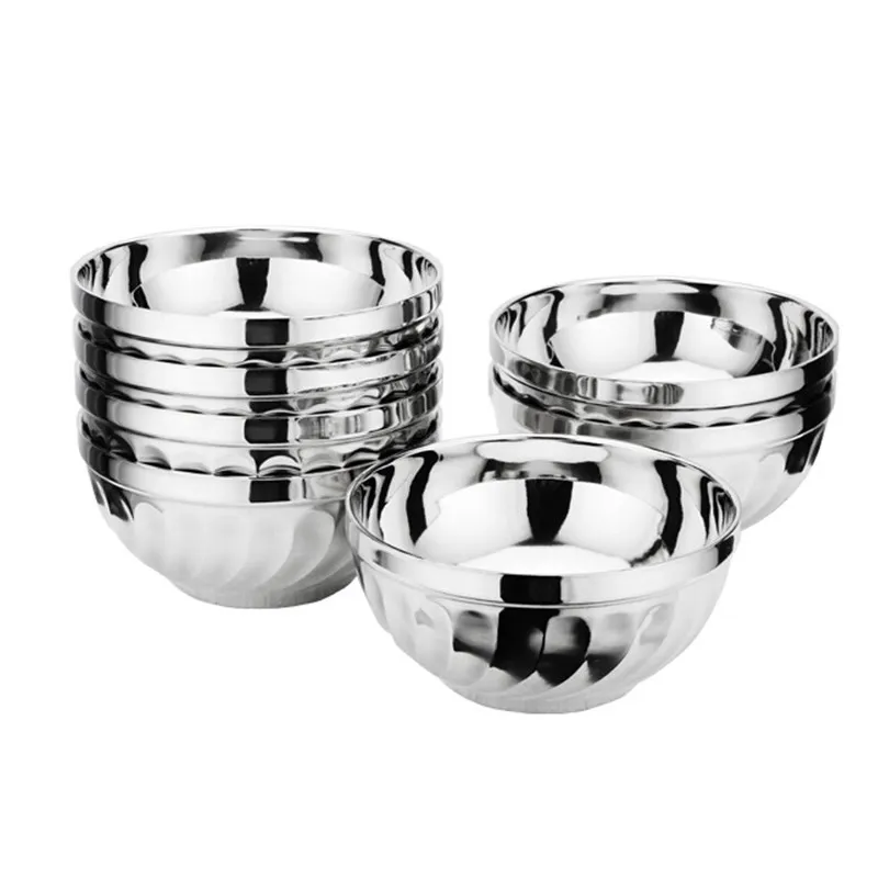 5Pcs New 13/15/18CM Lily Design Stainless Steel Double insulated Soup