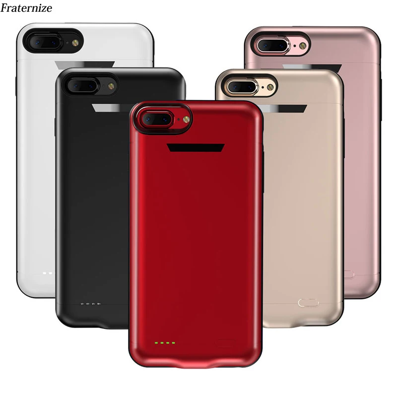 Kopen 7500 mah Batterij Oplader Cases Voor iPhone 6 6 s 7 8 Plus Externe Oplaadbare Power Bank Opladen Case shockproof siliconen Cover
