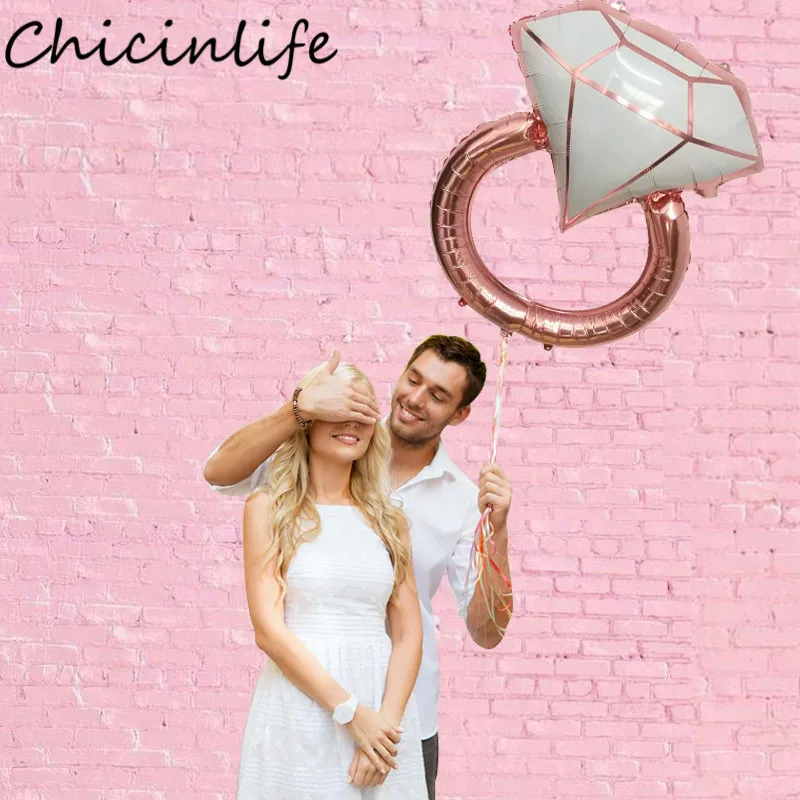 

Chicinlife 1Pcs Diamond Ring Foil Balloon Bachelorette Party Decor Bridal Shower Wedding Engagement Valentine's Day Supplies