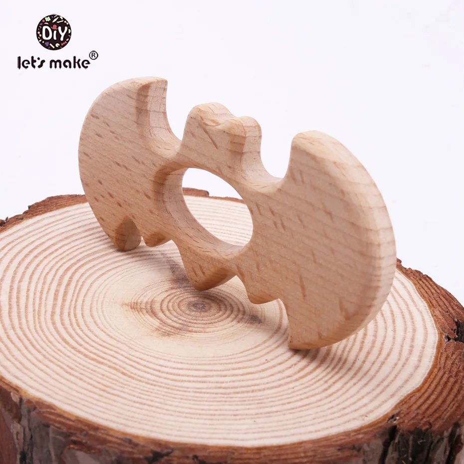 

Let's Make Pendant For Necklace 10pcs Beech Bat Wooden Teether BPA Free Teething Necklace DIY Accessories Baby Teether
