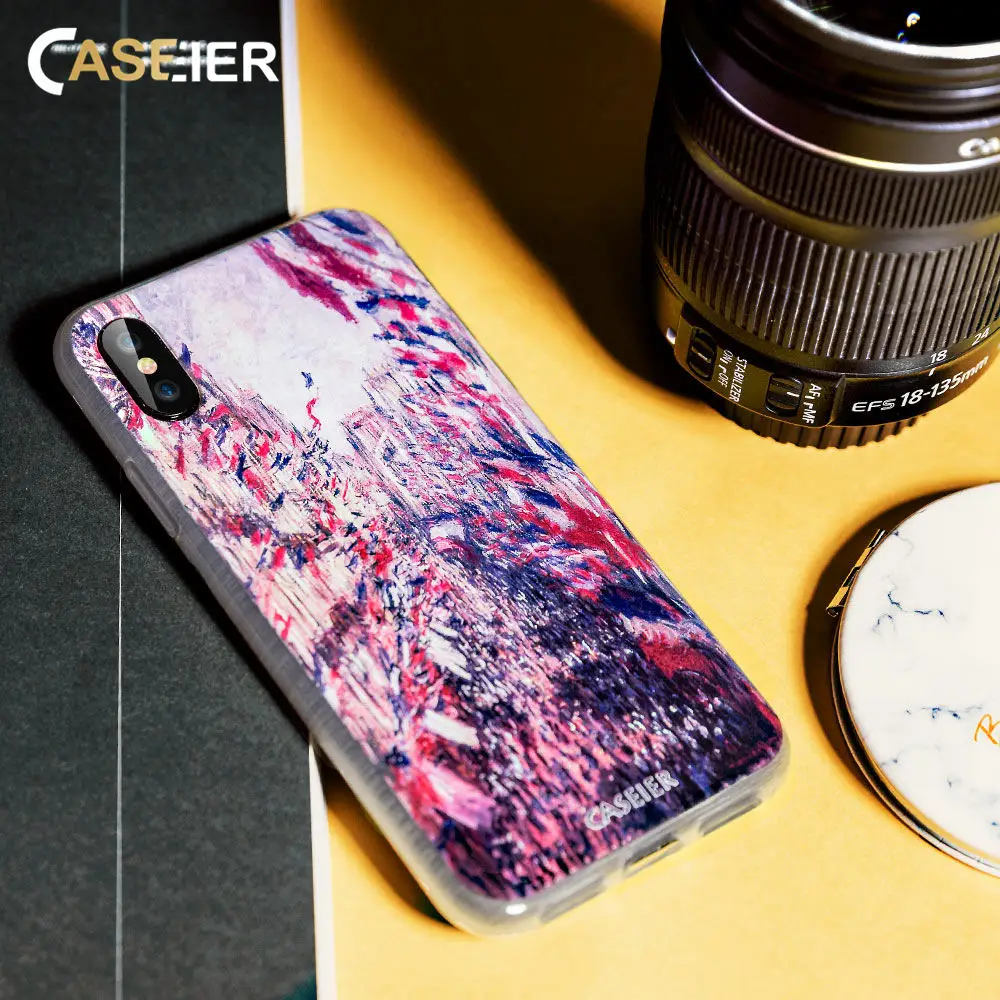 

CASEIER Monet Case For iPhone X XR XS MAX 8 7 Soft Silicone Case Funda For iPhone 6 6s 8 7 Plus Couque Shell Phone Accesories