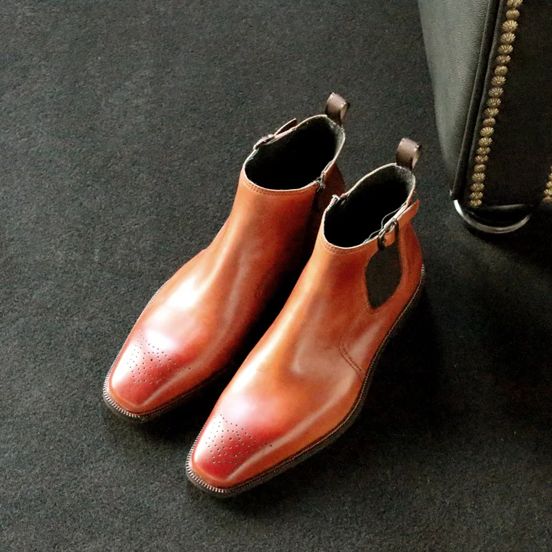 handmade square toe boots