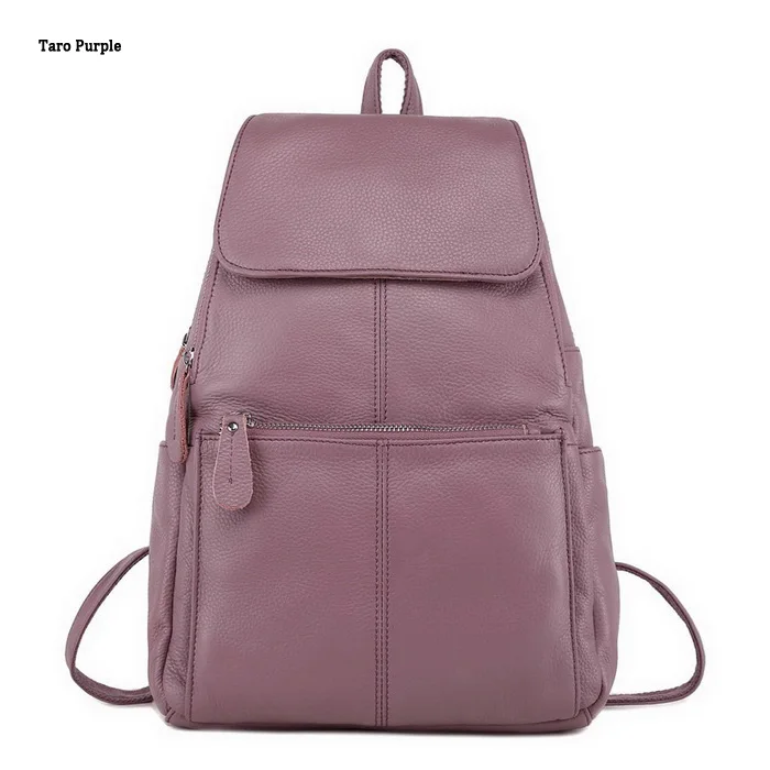 Быстрая, натуральная кожа, серебряный, белый, серый, женский рюкзак, женский, верхний слой, коровья кожа, повседневные Рюкзаки - Цвет: Taro Purple