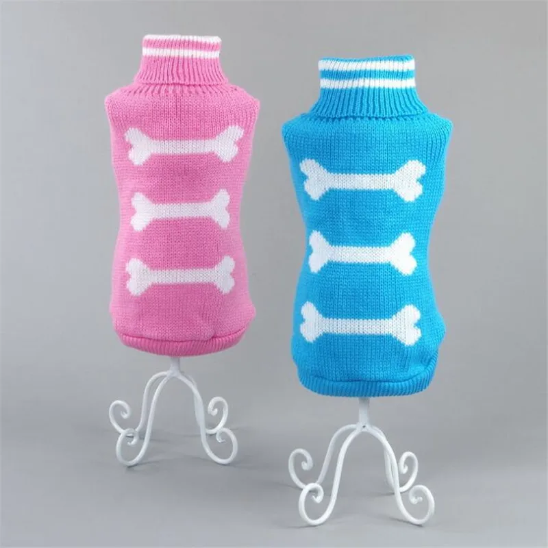 Cute Bone Dog Sweater Cat Clothes Warm Doggy Coat Jacket Soft Knitting