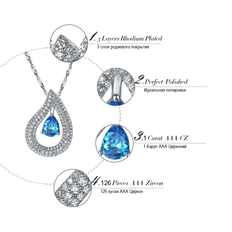 ORSA JEWELS женские ожерелья и кулоны AAA большой синий кубический циркон женское ожерелье с цепочкой модные роскошные ювелирные изделия AON121