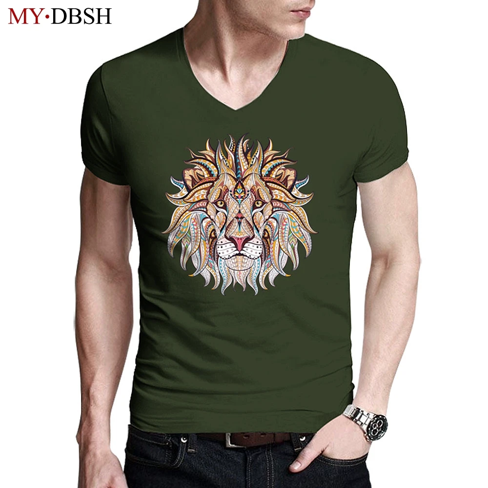 

New Style Summer Fashion Colorful Lion King Design Printed T Shirt Men's High Quality Cotton Short Sleeve T-Shirts Hipster Tees