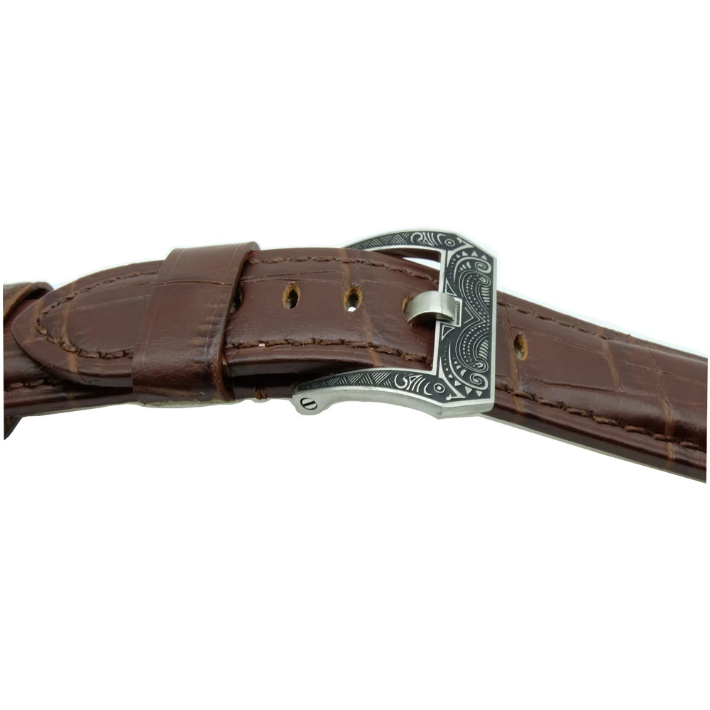 18 20 22 24 26mm 316L Stainless Steel Tang Buckle + Screwdriver for Rubber Watch Band Leather Strap Carved Pattern Screw Clasp