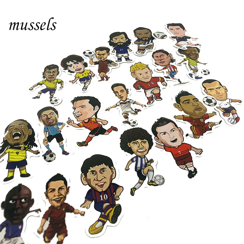 

20 Pcs/Set Football Athletes Decal Stickers For Laptop Luggage Fridge Phone Skateboard Toy Car Styling PVC Waterproof Sticker
