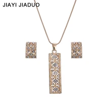 Jiayijiaduo, золотой цвет, ювелирный набор, подвеска, серьги, ожерелье, набор для женщин, санскрит, прямоугольные подарки на свадьбу со стразами
