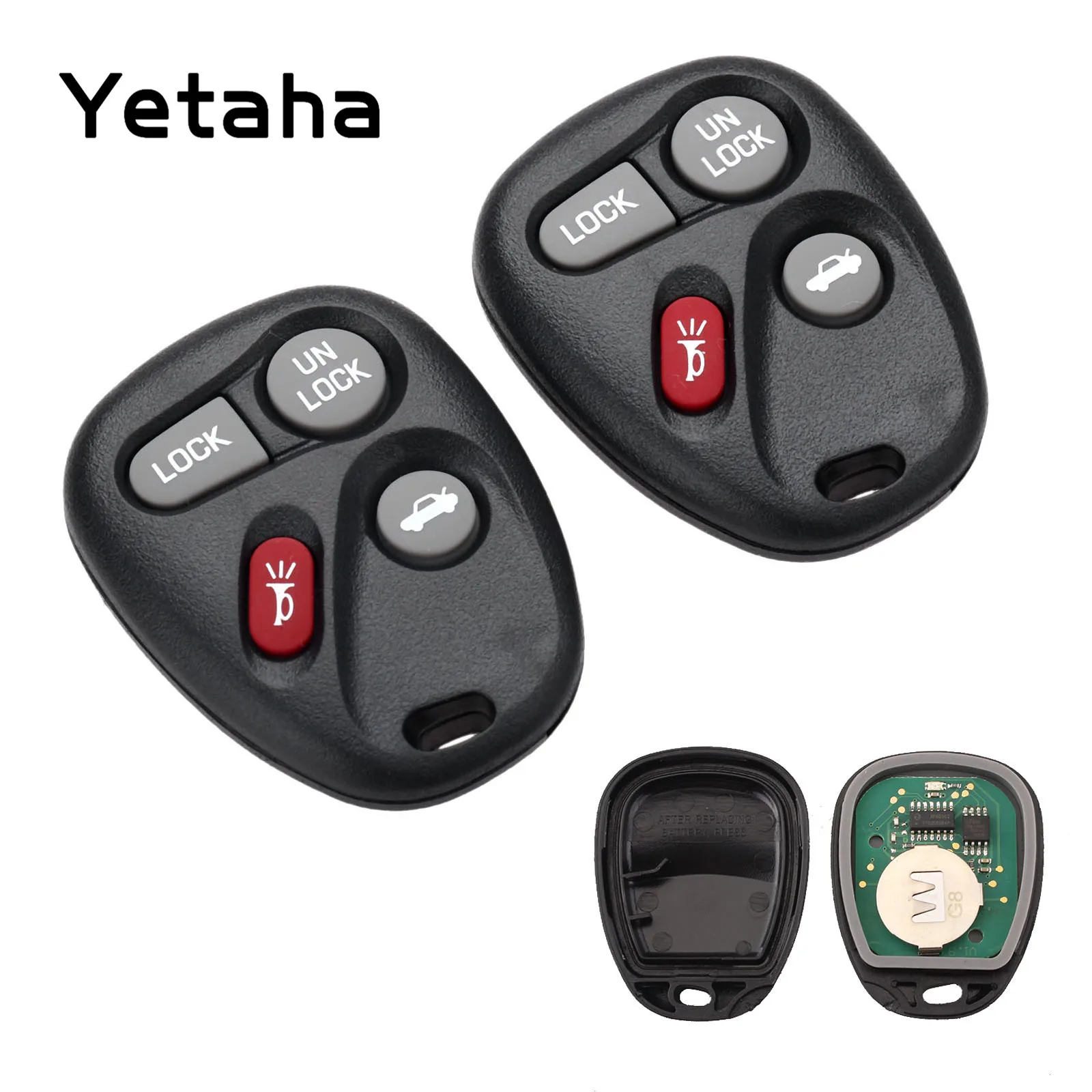 Дистанционный ключ Yetaha для Chevrolet Tahoe GMC 2 шт. Yukon Buick Cadillae Pontiac ABO1502T чип 315 МГц 4 кнопки