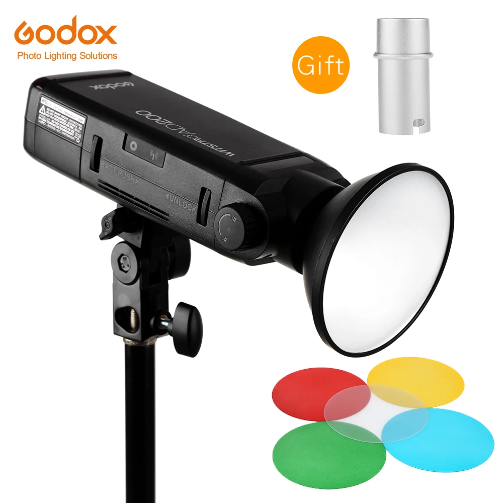 Вссветильник GODOX AD200 TTL 2 4G HSS 1/8000s с двойной головкой 2900 Вт и литиевой батареей мАч