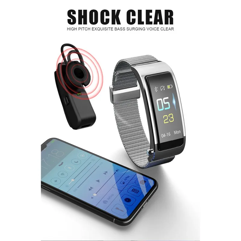 Смарт браслет с Bluetooth и зарядкой через USB умные часы для контроля артериального