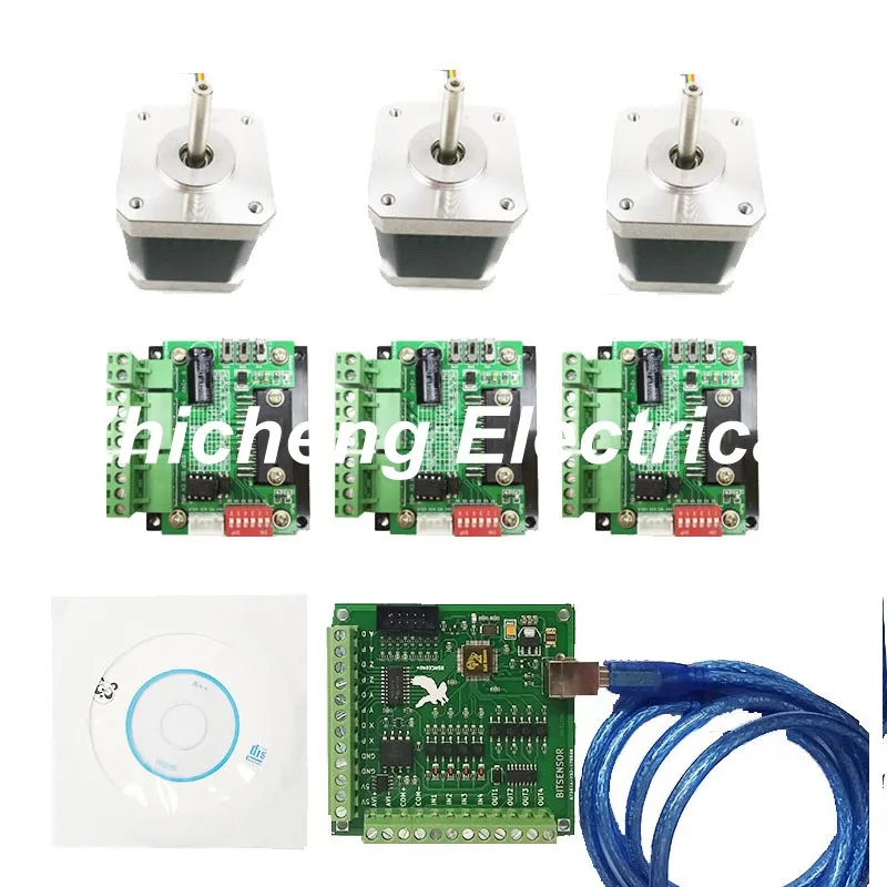 

CNC mach3 USB 4 Axis Kit, 4pcs TB6560 driver+ mach3 USB stepper motor controller board+ 4pcs nema17 stepper motor