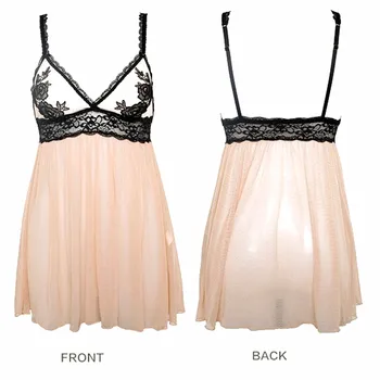 

Sexy Womens Intimates Perspectivity Lace Bra Dress Set Lingerie Nightdress Sleepwear Dress NH255