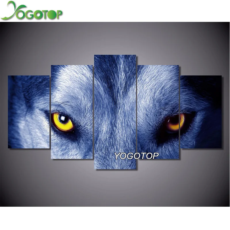 

YOGOTOP DIY 5D Diamond Painting Cross Stitch Square Diamonds Embroidery 5D Diamond Mosaic Home Decor Wolf eyes 5pcs/set ML029
