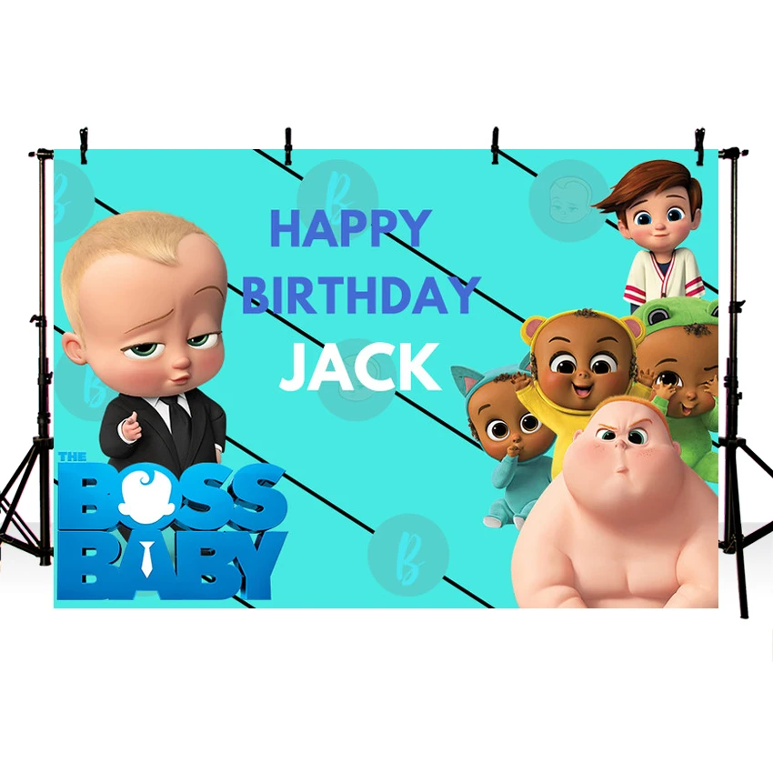 

MEHOFOTO Boss Baby Backdrop Turquoise Wood Baby Shower Happy Birthday Photography Backgrounds Custom Made 7x5ft Vinyl