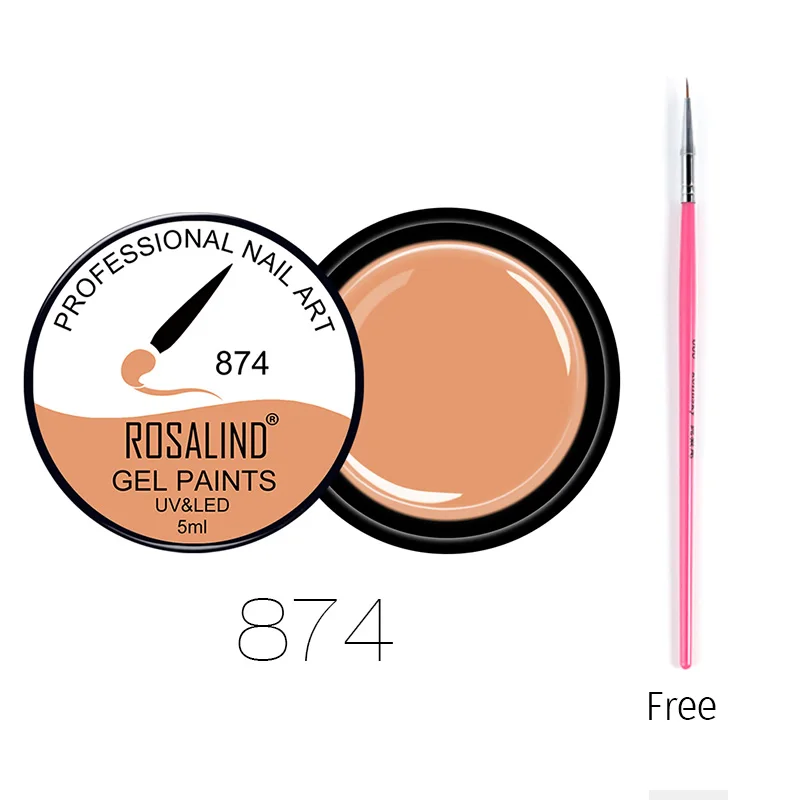 ROSALIND купить 1 получить 1 подарок краска для ногтей гель Дизайн ногтей маникюр 99 цветов УФ светодиодный лак для ногтей - Цвет: 874