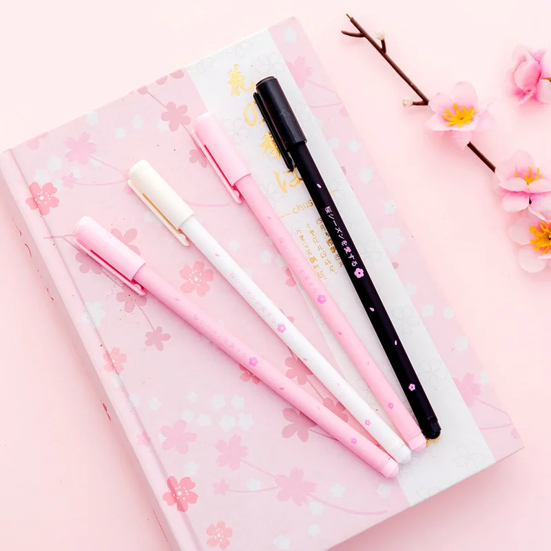 

48 pcs/lot Sakura Gel Pen Cute Cherry blossom black ink Signature pens Promotional Gift Stationery School writing Supplies