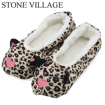 

New Arrival Home Soft Plush Leopard Slippers Coral Fleece Indoor Home Shoes Floor Sock Indoor Winter Foot Warmer house Slippers