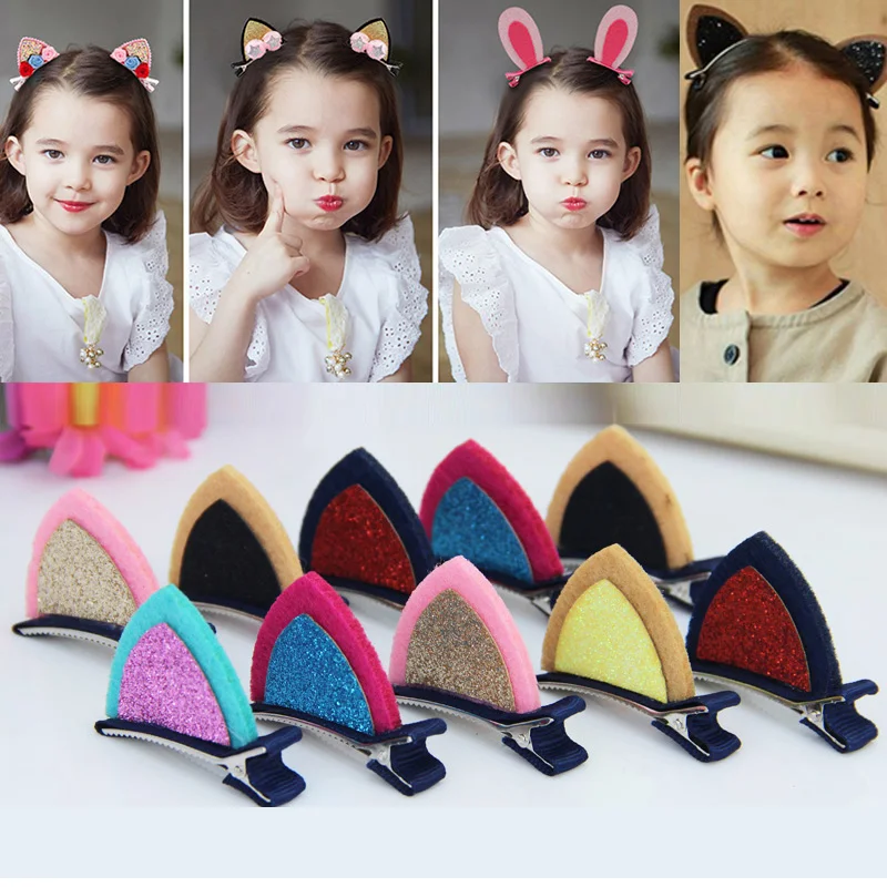 

1pcs/2pcs cat ears hairpin girl headdress Korean version of the princess hair accessories little girl child cute head flower