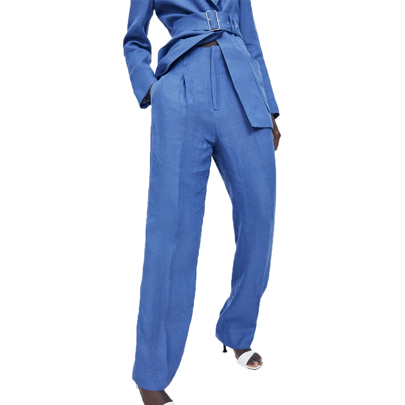 

Summer 2019 new casual blue pants women high waist pants slim womens clothing trousers women