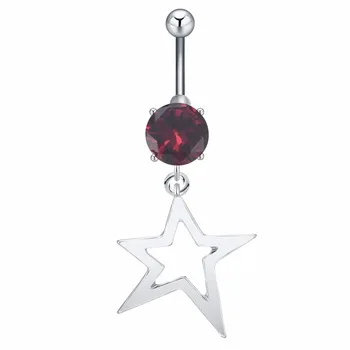 1Pcs New Sexy Body Piercing Jewelry Navel Nail Medical Stainless Steel Percing Star Navel Ring Belly Piercing Body Chain Jewelry