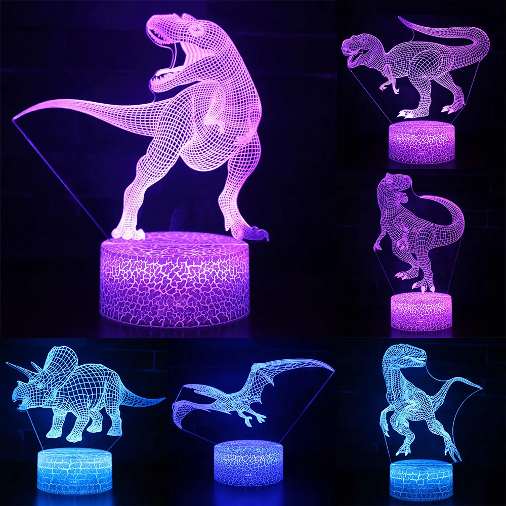 Dinosaur Series 3D LED Night Light, Candeeiros