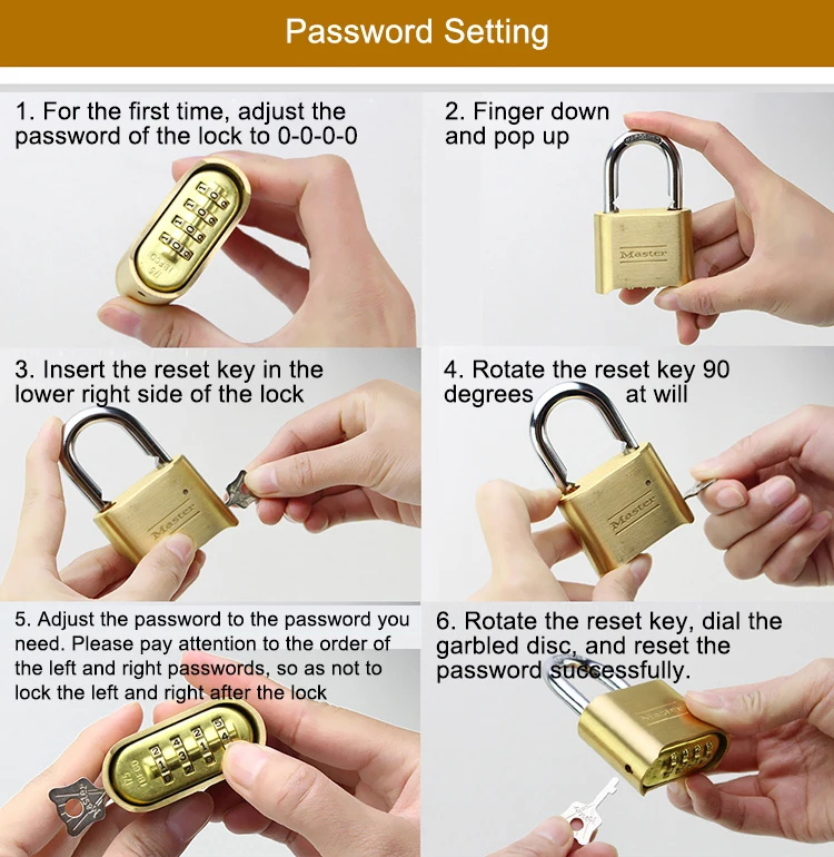 MASTER LOCK Tamper-proof Anti-corrosion Anti-rusting Waterproof Brass Password Combination Code Lock Padlock Anti-theft