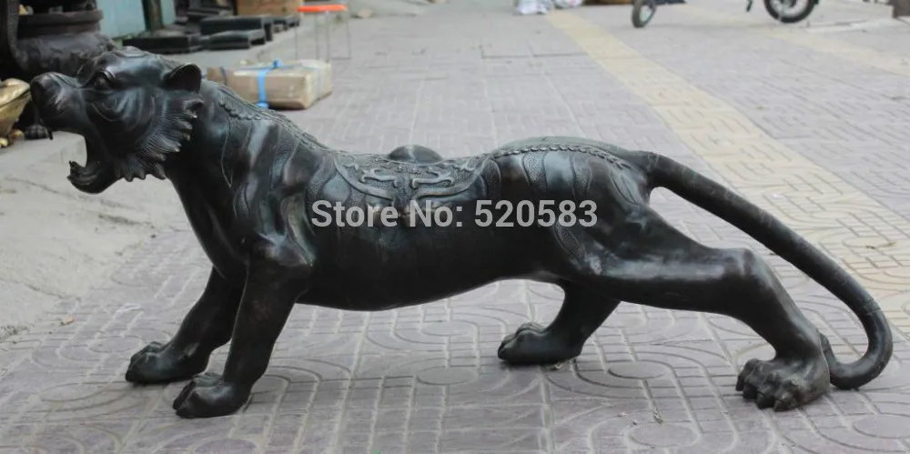 

110CM Chinese Bronze Ferocity Phylactery Animal Tiger Tigre Yuanbao Sculpture