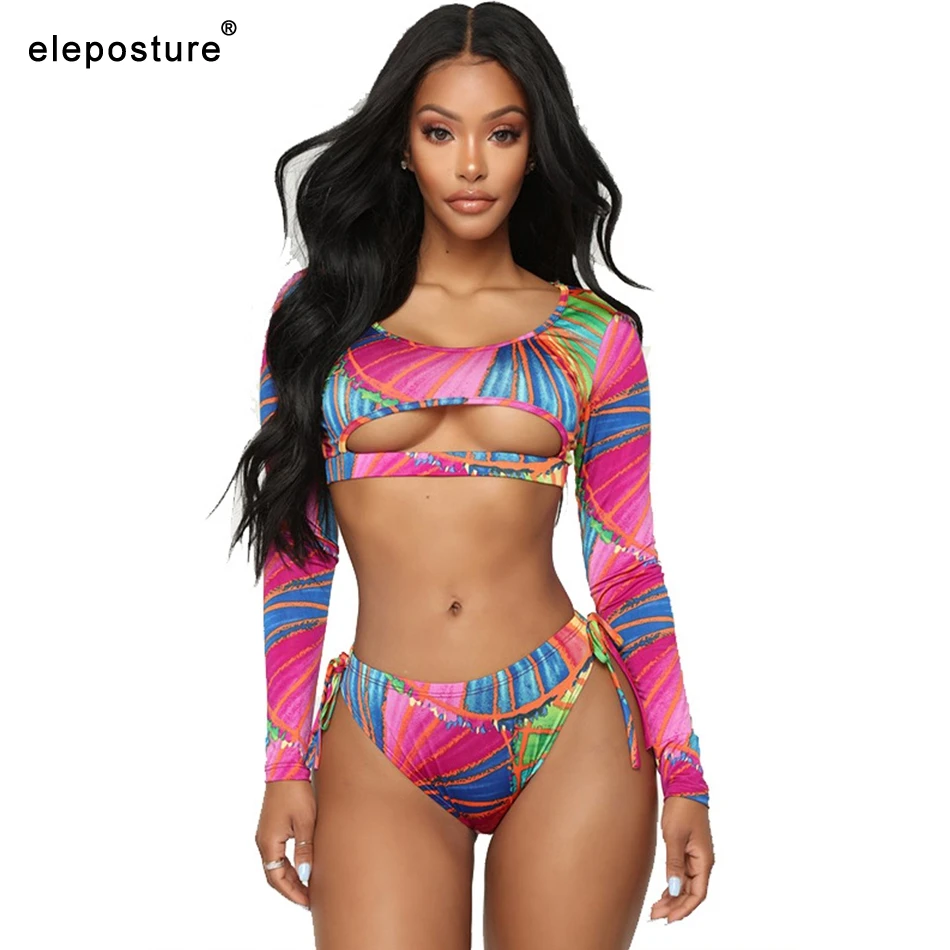 

2019 New Sexy Two Piece Swimsuit Women Bikini Long Sleeve Swimwear Push Up Bikini Set Brazilian Bathing Suits Surfing Swimsuits