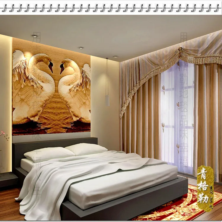 

Polyester/cotton blended wall Tapestry, Swans played on the water, 100*150CM