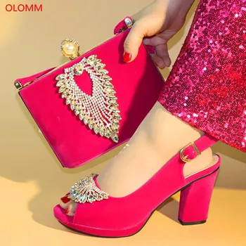 

OLOMM African Shoes And Bags To Match Set High Quality Women Shoes And Bag Sets Italian Shoes And Bag Set For Party!BG1-3