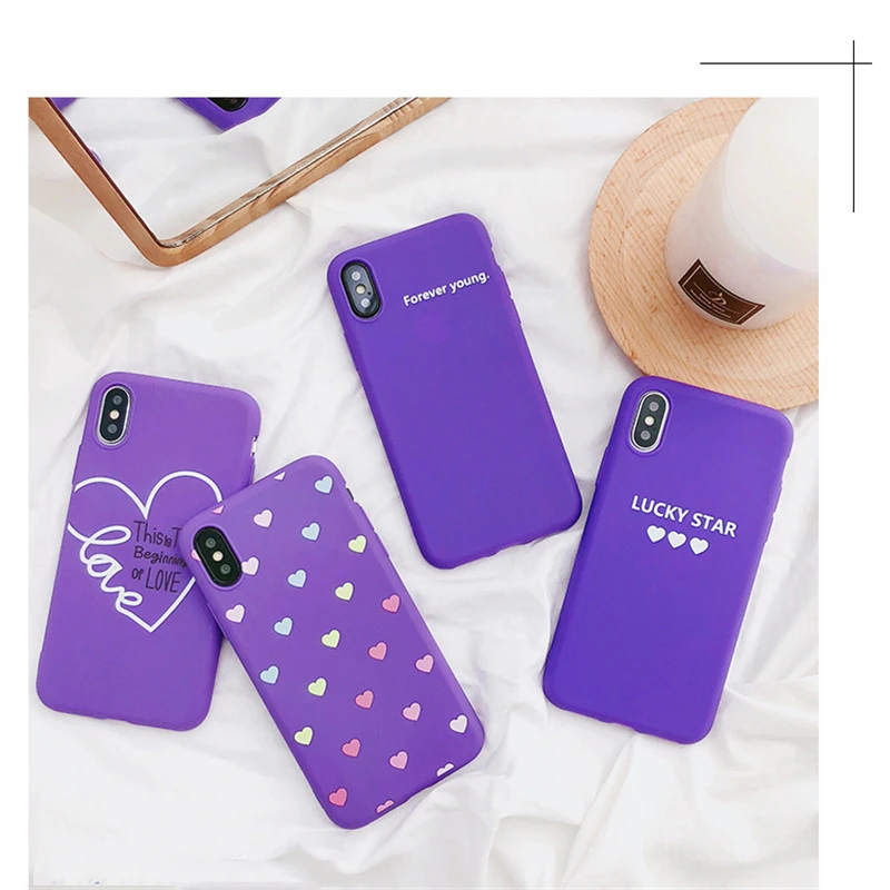 Lovebay фиолетовый чехол для телефона для Iphone XS Max XR X 7 6 6S 8 Plus Love Heart shape Lucky с принтом мягкий чехол-накладка