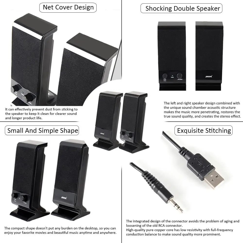 Портативный мини сабвуфер компьютерный динамик с аудиоразъемом 3 5 мм USB 2 0 разъем