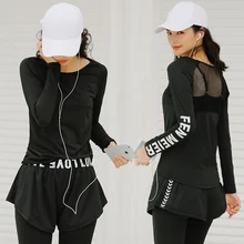 Йога одежда спортивный костюм с длинными рукавами Фитнес дышащая Для женщин Набор для йоги и спорта нижнее белье брюки 4 шт наборы