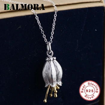 

BALMORA Authentic 925 Sterling Silver Flower Pendant Necklaces for Women Jewelry Necklace Gifts 45cm Chain Bijoux